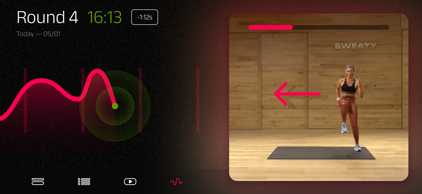 Sweaty HIIT App Active Session Screen - Hoizontal